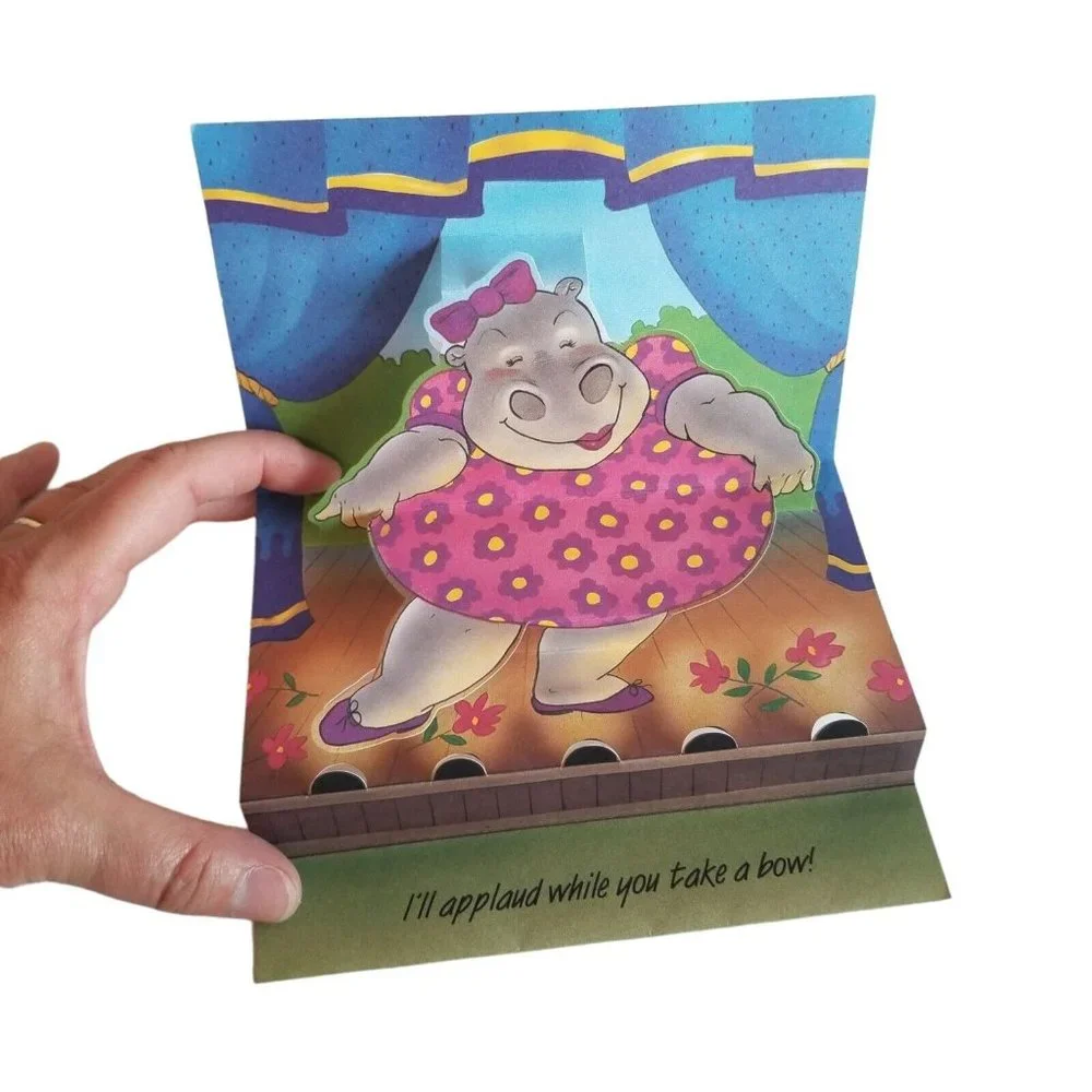 Vintage Thank You Card Pop Up Hippo Hippopotamus Hong Kong Ottenheimer Unused